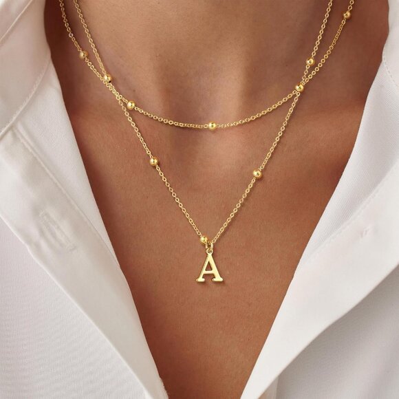 Elegant 14K Gold Plated Initial Necklace with Lobster Clasp - Jewelry Gift - Picture 5 of 9